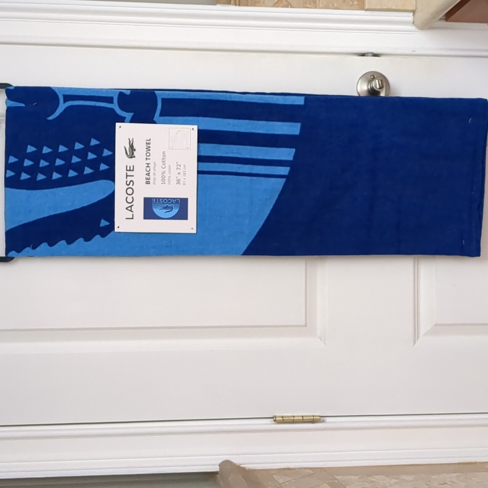 Lacoste 100% Cotton Beach Towel, 36" W x 72" L - Picture 2 of 4